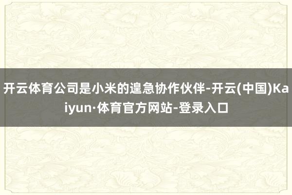 开云体育公司是小米的遑急协作伙伴-开云(中国)Kaiyun·体育官方网站-登录入口