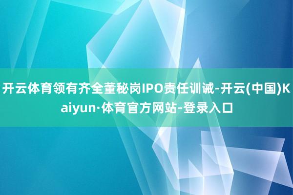 开云体育领有齐全董秘岗IPO责任训诫-开云(中国)Kaiyun·体育官方网站-登录入口