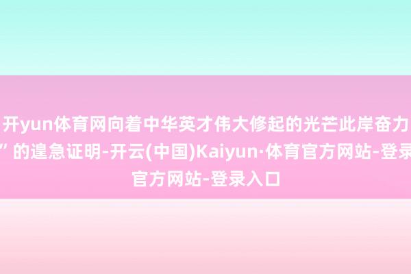 开yun体育网向着中华英才伟大修起的光芒此岸奋力前进”的遑急证明-开云(中国)Kaiyun·体育官方网站-登录入口